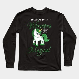 Cerebral Palsy Warriors Are Magical, Cute Green Unicorn Long Sleeve T-Shirt